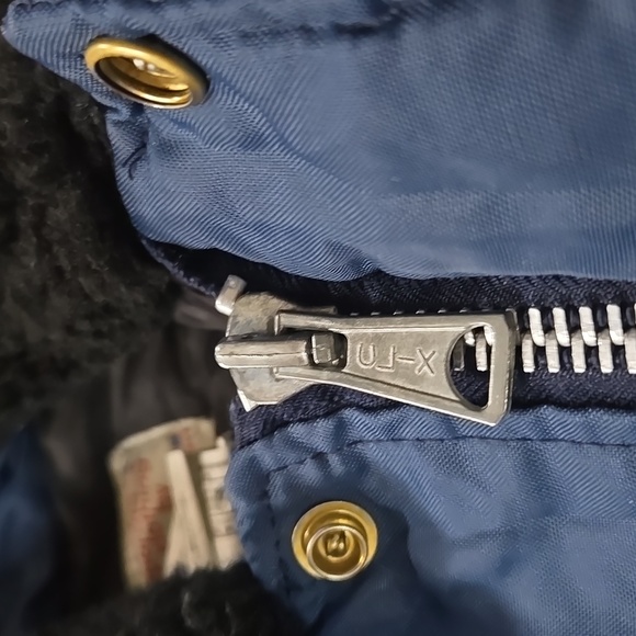 80s 90s Navy Blue Windbreaker Pacific Northern Railway Faux Fur 1980 1990 Retro - Picture 14 of 16